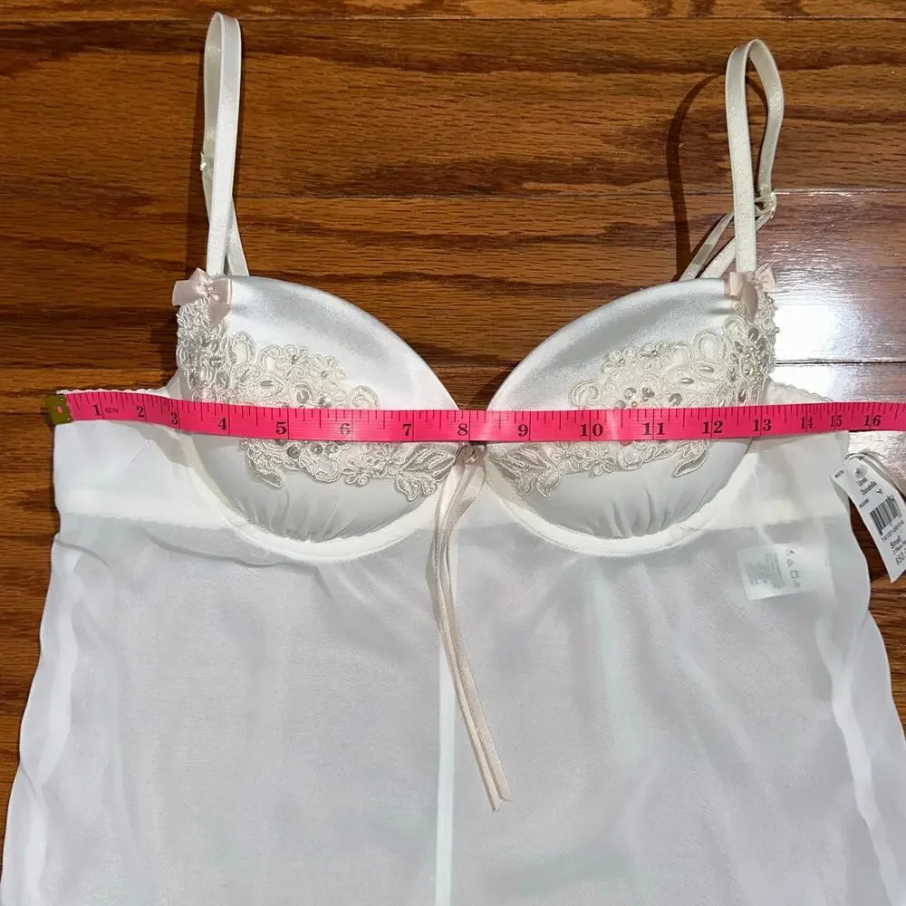 NWT Linea Donatella Ivory Bridal Slip Babydoll Chemise Size Small